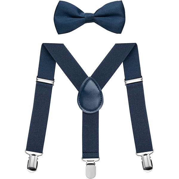 FACATH jongens bretels en vlinderdas set, kinderbretels met elastische Y- vorm, verstelbaar met clips en vlinderdas voor jongens en meisjes, grijs, S