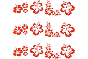 GORGECRAFT Fiori di Ibisco Decalcomanie per Auto Adesivi Hawaiani Vinile Rosso Automotive Decorazione Esterna per SUV Camion Moto Porte Pareti Laptop