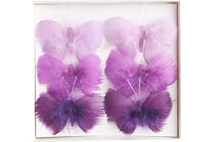 HEITMANN DECO Farfalle di Piume in Filo – in Diverse tonalità Viola – Primavera – Bella Decorazione Pasquale 26 x 16,5 x 2 cm