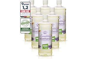‎KIESELGREEN KieselGreen Bioethanol 6 x 1 Liter mit Duft für Ethanol-Kamin, viele Sorten - Bio Ethanol als Raumduft in vielen Duftnoten - Parfüm für Bio Ethanol Kamin Indoor oder Bioethanol Tischfeuer (Lavendel)