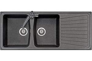 Lavello PLADOS SPAZIO 116.20 a due vasche più scolapiatti Nero Ebony