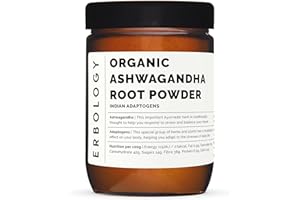 ERBOLOGY Organic Raw Ashwagandha Powder 220g - Adaptogen - Sustainably Sourced from India