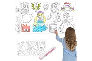 OFFCUP Drawing Paper Roll, 3m Colouring Roll for Kids, Children's Drawing Roll Coloring Paper Roll for Toddler, DIY Cut and Paste Painting Paper for Girls and Boys (Princess)