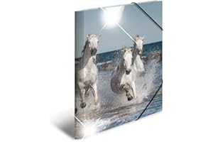 ‎HERMA HERMA 19338 Sammelmappe A3 Tiere Pferde, Kinder Eckspanner-Mappe aus Kunststoff mit Hochglanz-Optik, Innendruck & Gummizug, stabile Einschlagmappe aus Plastik für Jungen & Mädchen