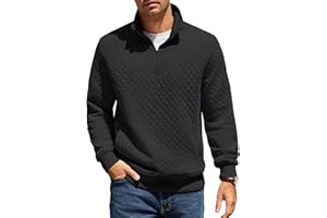 COOFANDY Men's Zip Neck Sweatshirt Winter Long Sleeve T-shirt Stand Collar Sweatshirt Regular Fit 1/4 Zip Pullover Jumper Warm Sweater with Pocket