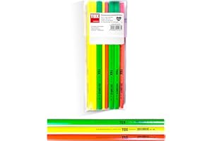 Tox Matita da Falegname Neo, Ovale-Quadrata, Colori Neon, Durezza Media, per Linee Larghe 1-2 Mm, non Temperata, Lunghezza 250 Mm, 09790106