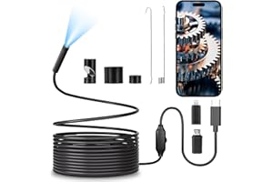 Endoskopkamera mit LED Licht, HOFENY 1920P HD Endoskop-Kamera Handy Kein WLAN Erforderlich, Inspektionskamera Kanal-Kamera, Endoskop Boreskope Kamera Wasserdicht Ip67 für Android & iOS, 16.4 ft / 5m