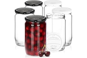 com-four® 6x vasetti per conserva con coperchio a vite Homemade with love in bianco e nero - TO Ø 82 mm - fino a ca. 720 ml