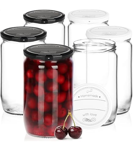 75 Marmeladengläser Mit Holzherz-Deckel | 212 Ml, Twist-Off TO 63 | Zum Einkochen & Aufbewahren | Rot-Beeren Design