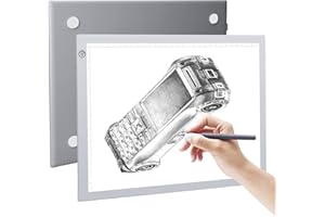 RTjoy A4 LED Light Pad, USB Powered Drawing Board, Adjustable Brightness Tracing Box Ideal for Diamond Painting, Weeding Vinyl, Viewing Slides, Stenciling, Embossing, Quilting Stencils (Silver)