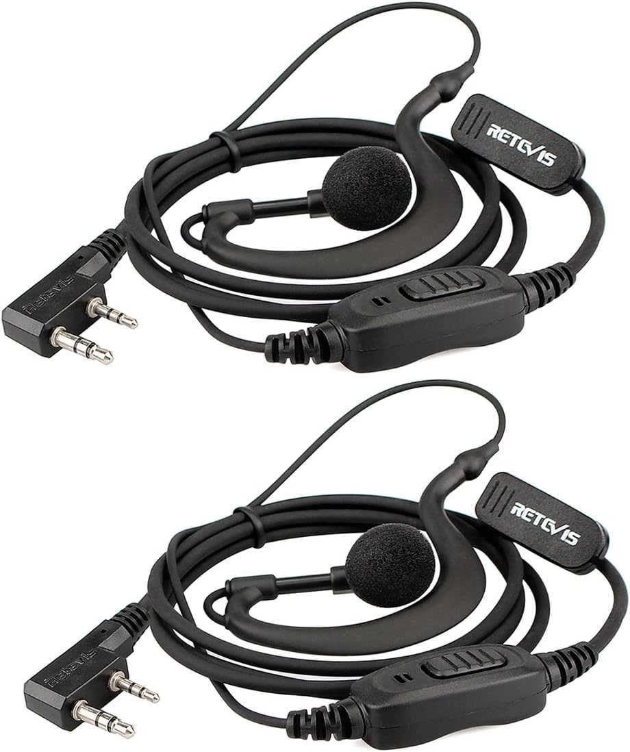 Retevis RE3120 Auriculares para Dispositivos de Radio 2 Pines Tipo C Compatibles con JUCJET Walkie Talkie RT24 RT24V RT27 RT668 RT618 RT86 Baofeng BF-88E BF-888S Tyhbelle Kenwood Radio Headset (2