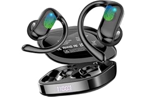 DUSONLAP Cuffie Open Ear con Stereo HiFi, Auricolari Sportivi Bluetooth 5.4 con Gancio Morbido e Controllo Tattile, 32 Ore Cuffie Bluetooth per Fitness/Corsa/Ciclismo, Display LED, IP7 Impermeabili
