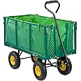 KCT Extra Large Heavy Duty 4 Wheel Garden Trailer Cart with Lining - Pull Along Outdoor Multi Purpose Gardening/Camping/Festival Trolley