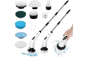 saiyuanxing Electric Spin Scrubber，Electric Cleaning Brush with 8 Replaceable Brush Heads and Adjustable Extension Handle，2 Rotating Speeds for Bathroom, Kitchen, Furniture, Car, Tile, Wall, Floor