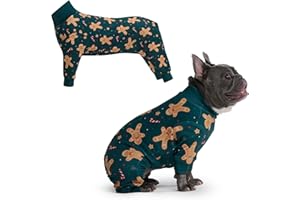 Spark Paws Dog Christmas Pyjama, Ultra-Soft and 4-Way Stretch, Recovery-Suit PJ Onesie for Small, Medium and Large Breeds - Gingerbread Man - XL