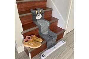 QYC Tom and Jerry Stair Rugs, Cartoon Stair Carpet, Non-Slip Stair Mats, Super Soft, Safety Stair Rug for Children, Elderly and Pets, for Indoor Outdoor Use, Grey, New in 2021