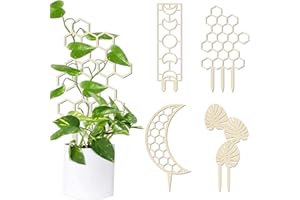 FOSDICK Lot de 4 Tuteur Plante Grimpante, Tuteur Plante Interieur en Bois, Treillis pour Plantes d'Intérieur, Mini Plantes en Pot, Support pour Plantes pour Plantes en Pot et Aux Vignes et Fleurs