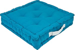 Alphadeco Sitzkissen Uni aus Baumwolle (170g/m2) - 45x45x10cm - Bodenkissen, Stuhlkissen, Sitzerhöhung (Petrol/Türkis)
