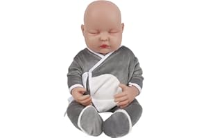 Vollence 18 inch Sleeping Full Silicone Baby Dolls, Not Vinyl Dolls, Eye Closed Realistic Reborn Baby Dolls, Newborn Baby Doll, Real Lifelike Baby Dolls - Boy