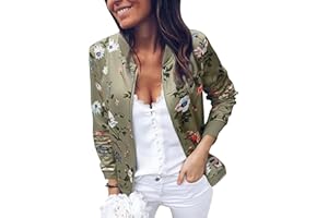 ASOMI Winterjacke Damen Sommer: Frühling Herbst Übergangsjacke Cardigan Blumen Bomberjacke Boho Blouson Jacke Leicht Langarm Leopard Blazer Elegant Reissverschluss Tasche