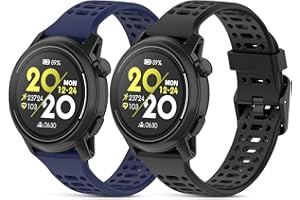 CHULN 2 Pièces Bracelet pour Coros Pace 3/Apex 2 Pro/Apex Pro/Apex 46mm, 22mm Réglable Souple Silicone Sport Replacement Band pour Coros Pace 3.
