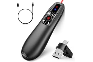 ZRZLMVP Presenter Pointer - Wiederaufladbar Powerpoint Fernbedienung Präsentationsfernbedienung, RF 2.4GHz USB Type C Drahtlos Präsentationen Pointer für PowerPoint/Windows/Mac/Keynote/Google Slides
