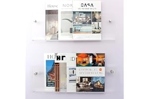 Gwezmxs Zeitungsständer Wand Acryl Modern, Magazine Shelf, Transparent, 2 Stück, 50x15cm
