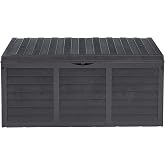 Serinova BSA1 Garden Storage Crate, 320 Lt Wood Pattern Anthracite with Wheels