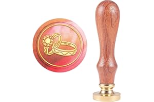 CRASPIRE Sello de Sello de Cera, Sellos de Cera de Sellado Anillos de Pareja Retro Sello de Madera Sello de Cera Desmontable Sello de Latón Mango de Madera para Sobre Invitación Adorno Decoración de