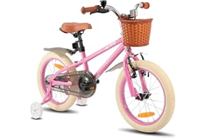 HH HILAND HILAND Bicicleta Infantil de 14/16/18 Pulgadas para niños de 3 años o más con Ruedas de Apoyo y Freno de Mano, Rosa/Verde