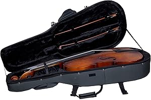 CROSSROCK Étui Rigide en Mousse Haute densité pour Violoncelle 4/4 et 3/4 | Finition Bleue/Grise, roulettes, intérieur Velours Noir, Sangles Sac à Dos – Protection légère et Transport Quotidien
