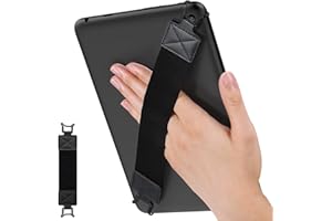 MoKo Handschlaufe für 9" - 11" iPad/iPad Pro oder Air/Kindle Fire HD/Samsung/Lenovo Tablet - Elastisches Halteband mit Tragbarer Tablet Fingerhalterung - Schwarz Gurt