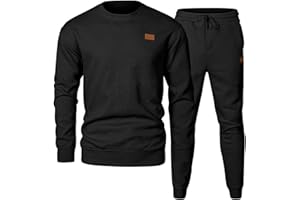 Elegancity Men's Tracksuit set Crewneck Pullover Sweatshirt Men Long Sleeve Casual 2 Piece Sets Textured Jumper and Joggers