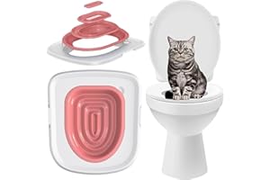SUQ Cat Toilet Trainer, Cat Toilet Training Pack Kit De Nettoyage Réutilisable en Plastique, Cat Toilet Trainer, pour La Formation des Chats à l'Utilisation Facile à Nettoyer Cat Toilet Pack (Rose)