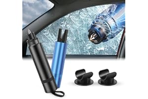 Funtery 2 Stück Gurtschneider Notfallhammer, 2 In 1 Notfallhammer Auto mit Gurtschneider, Nothammer Auto mit Gurtschneider, Notfallhammer Auto für Auto und Bus(Schwarz+Blau)