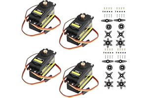 diymore 4PCS Metal Gear 15KG Servo(Versión actualizada),Digital Servo Motor de torsión de Alta Velocidad para RC Helicóptero Avión Coche Barco Robot Controles,Rodamiento Doble