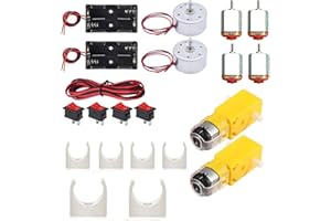 VISSQH Mini Moteur Electrique Kit,DC Moteurs,avec support de pile AA,support de montage moteur,interrupteur à bascule pour bateau, câble d'extension,pour expérience de physique éducative bricolage