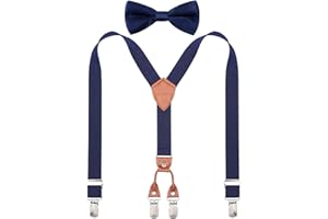 Kajeer Bretelle per bambini Bretelle Papillon - Bretelle a forma di Y e papillon Set per bambini Bretelle elastiche regolabili con 4 clip
