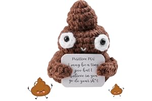 QOCO Funny Poo Wool Knitting Doll with Positive Affirmation Cards, Knitted Wool Positive Pocket Hug Mini Knitted Doll Portable Soft Cute Poo Crochet Gifts for Birthday Party Decoration (Dark Brown)