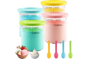 Zosenyer 4 Pezzi per Ninja Creamy Deluxe Contenitori, 800ml per Ninja Creamy Gelatiera Vasetti Compatibile per Ninja Creami NC501 NC500 Series,Coppette Gelato con Coperchio e Paletta, Dishwasher Safe