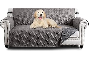 Hafaa Sofa Cover 3 Seater Water Resistant Slipcovers Light Grey/Dark Grey Non Slip Reversible Sofa Covers with Elastic Strap - Washable Sofa Protectors from Pets/Kids/Dogs