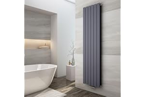 EMKE Heizkörper Flachheizkörper, 1800x460mm Paneelheizkörper Vertikal Design-Heizkörper Anthrazit Doppellagig Heizkörper Mittelanschluss