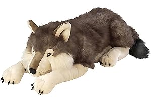 Wild Republic - Jumbo-82332 - Peluche - Floppies - Loup - 76 cm, ['Gris', 'Brown', 'White'], 30"