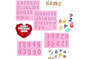 QEEYON 4 Piezas Letra Número Moldes de Silicona, Moldes Alfabeto Chocolate Candy Decoración, Molde Silicona para Chocolate, Reposteria, Fondant, Horno, Gelatina, Galletas