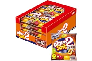 ‎NIMM2 SOFT nimm2 Soft +Cola – 20 x 195g – Gefüllte Kaubonbons in vier Sorten mit Frucht- und Cola-Geschmack