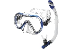 SEAC Set Bis Boss Dry, Set in Silicone per Immersioni e Snorkeling con Maschera e Snorkel con Sistema Dry Top e Valvola di Spurgo