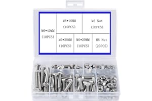 NEWLNG 80pcs M6 Nuts and Bolts Set Outer Corner Hexagonal Screws 304 Stainless Steel Hex Bolt Set for Machinery Industry Furniture Toys DIY Fastener