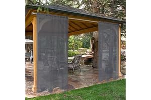 LINGKY Outdoor Vorhang Wetterfest Transparent Sonnenschutz Outdoorvorhänge Wasserdicht Voile Vorhang Outdoor Gardinen 2 Stück für Terrassentür Pavillon Veranda (B132xH213cm,Grau)