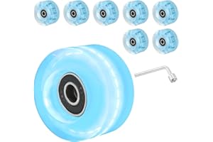 PATIKIL Set de Ruedas para Patines en Línea, 8 Pack 58mm 82A Juego de Ruedas de Skateboard Cruiser con Luces y Rodamientos para Patinaje al Aire Libre de Doble Hila, Azul