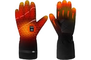 Pinuotu Rechargeable Heated Gloves Battery Electric Ski Gloves with 3 Heating Levels , Touchscreen Waterproof Gloves for Men & Women,Winter Thermal Warm Motorcycle Gloves for for Outdoor Activities